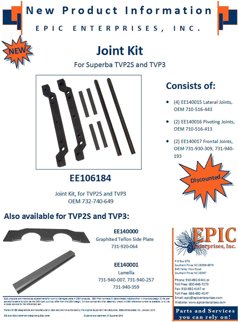 EE106184 Joint Kit, for TVP2S and TVP3